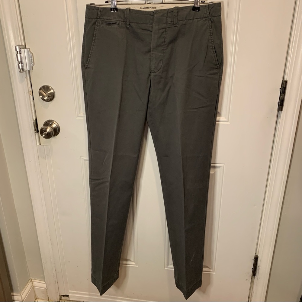 Club Monaco Dark Gray Chinos Button Fly Trousers Slacks Dress Pants Size 33 x 32